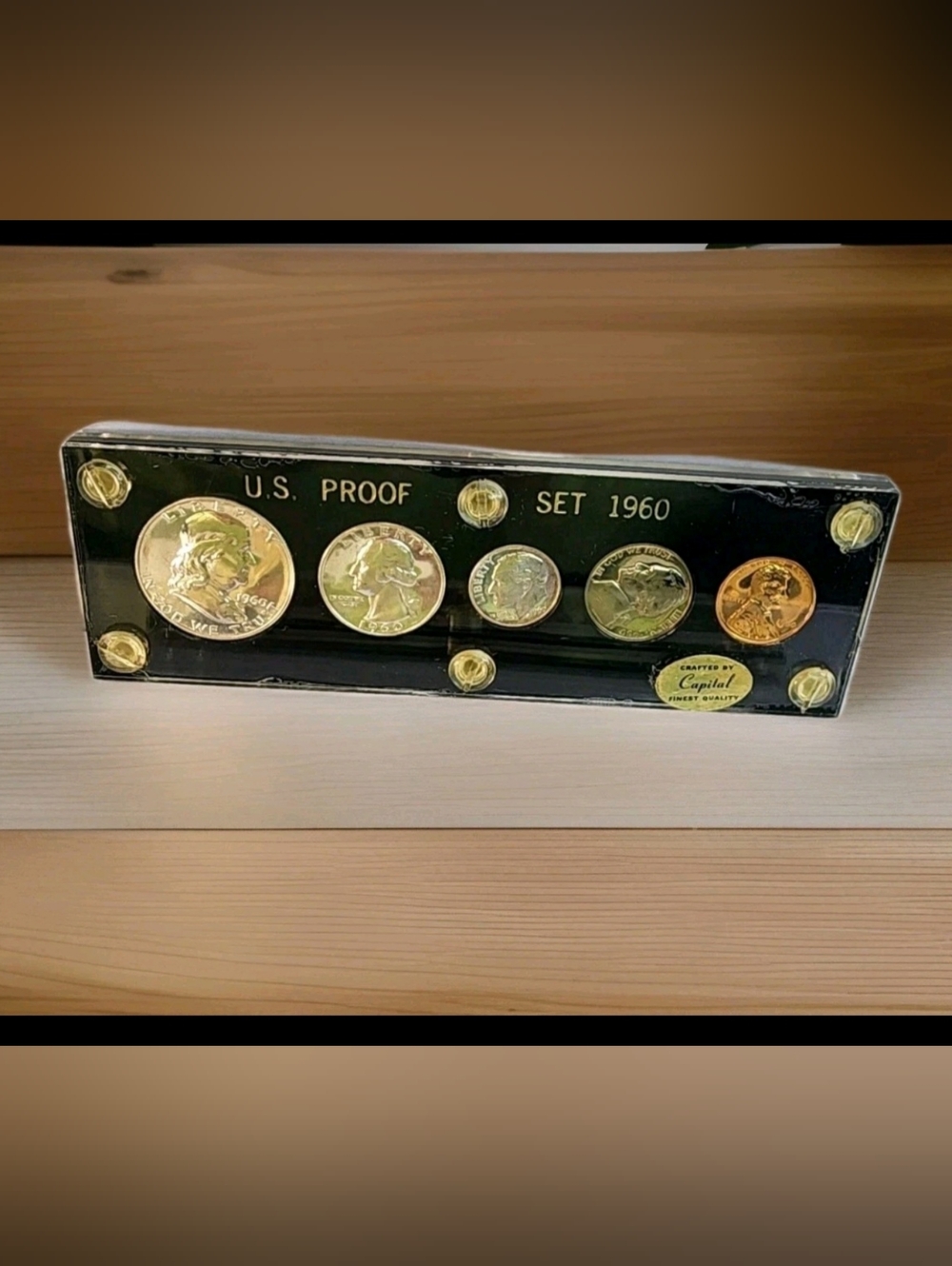 1960 US Mint 90% Silver Proof Set 5 Coins in Sealed Capital Holder